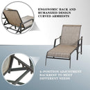Festival Depot 3 Pcs Patio Outdoor Furniture Chaise Lounge Chair Set with Textilene Fabric and Metal Adjustable Back Curved Armrest, Glass Desktop Side Coffee Table for Porch Yard Garden