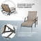 Festival Depot 3 Pcs Patio Outdoor Furniture Chaise Lounge Chair Set with Textilene Fabric and Metal Adjustable Back Curved Armrest, Glass Desktop Side Coffee Table for Porch Yard Garden