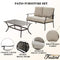 Festival Depot 2Pcs Patio Loveseat Set with Thick Cushions and Coffee Table Outdoor Metal Frame Seating Bench for Garden Bistro, Beige