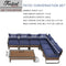 Festival Depot 7 Pieces Patio Furniture Set, All-Weather PE Rattan Wicker Metal Frame Sofa Outdoor Conversation Set Sectional Couch with Cushion and Coffee Table for Deck Poolside (Blue)
