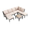 Festival Depot 8 Pieces Patio Conversation Set Sectional Sofa Corner Armchair Ottoman with Thick Cushions and Side Coffee Table All Weather Metal Outdoor Furniture for Deck Garden, Beige