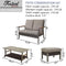 Festival Depot 4pcs Patio Conversation Set Wicker Chair All Weather Rattan Loveseat with Grey Thick Cushions Ottoman and Coffee Table in Metal Frame Outdoor Furniture for Deck Poolside