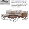 Festival Depot 6pcs Outdoor Furniture Patio Conversation Set Sectional Corner Sofa Chairs with X Shaped Metal Leg All Weather Brown Rattan Wicker Ottoman Side Coffee Table with Grey Seat Back Cushions
