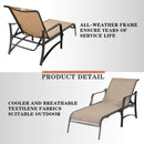 Festival Depot 3 Pcs Patio Outdoor Furniture Chaise Lounge Chair Set with Textilene Fabric and Metal Adjustable Back Curved Armrest, Glass Desktop Side Coffee Table for Porch Yard Garden