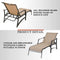 Festival Depot 3 Pcs Patio Outdoor Furniture Chaise Lounge Chair Set with Textilene Fabric and Metal Adjustable Back Curved Armrest, Glass Desktop Side Coffee Table for Porch Yard Garden