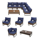 Festival Depot 7 Pieces Patio Furniture Set, All-Weather PE Rattan Wicker Metal Frame Sofa Outdoor Conversation Set Sectional Couch with Cushion and Coffee Table for Deck Poolside (Blue)