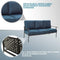 Festival Depot 6Pcs Outdoor Furniture Patio Conversation Set All Weather Black Metal Armchairs Loveseat with Seat and Back Cushions, 3-Seating Chair, Rectangle Coffee Table for Deck Lawn Garden