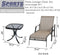 Festival Depot 3 Pcs Patio Outdoor Furniture Chaise Lounge Chair Set with Textilene Fabric and Metal Adjustable Back Curved Armrest, Glass Desktop Side Coffee Table for Porch Yard Garden