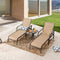 Festival Depot 3 Pcs Patio Outdoor Furniture Chaise Lounge Chair Set with Textilene Fabric and Metal Adjustable Back Curved Armrest, Glass Desktop Side Coffee Table for Porch Yard Garden
