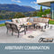 Festival Depot 11 Pieces Patio Conversation Set Sectional Sofa Corner Armchair Ottoman with Thick Cushions and Coffee Table All Weather Metal Outdoor Furniture for Deck Garden, Beige