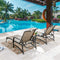 Festival Depot 3 Pcs Patio Outdoor Furniture Chaise Lounge Chair Set with Textilene Fabric and Metal Adjustable Back Curved Armrest, Glass Desktop Side Coffee Table for Porch Yard Garden