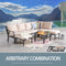 Festival Depot 8 Pieces Patio Conversation Set Sectional Sofa Corner Armchair Ottoman with Thick Cushions and Side Coffee Table All Weather Metal Outdoor Furniture for Deck Garden, Beige