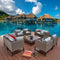 Festival Depot 10 Pieces Outdoor Furniture Patio Conversation Set Combination Sectional Sofa Loveseat All-Weather Woven Wicker Metal Armchairs with Seating Back Cushions Side Coffee Table Ottoman,Gray