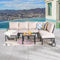 Festival Depot 8 Pieces Patio Conversation Set Sectional Sofa Corner Armchair Ottoman with Thick Cushions and Side Coffee Table All Weather Metal Outdoor Furniture for Deck Garden, Beige